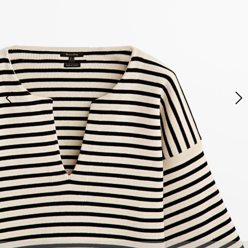 NWT Massimo Dutti STRIPED SWEATER WITH BUTTON DETAILS - Picture 6 of 14